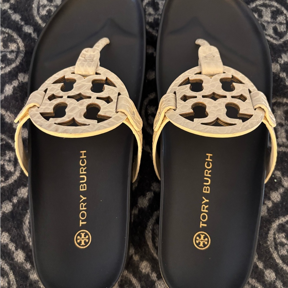 Tory Burch Black and Cream Sandals